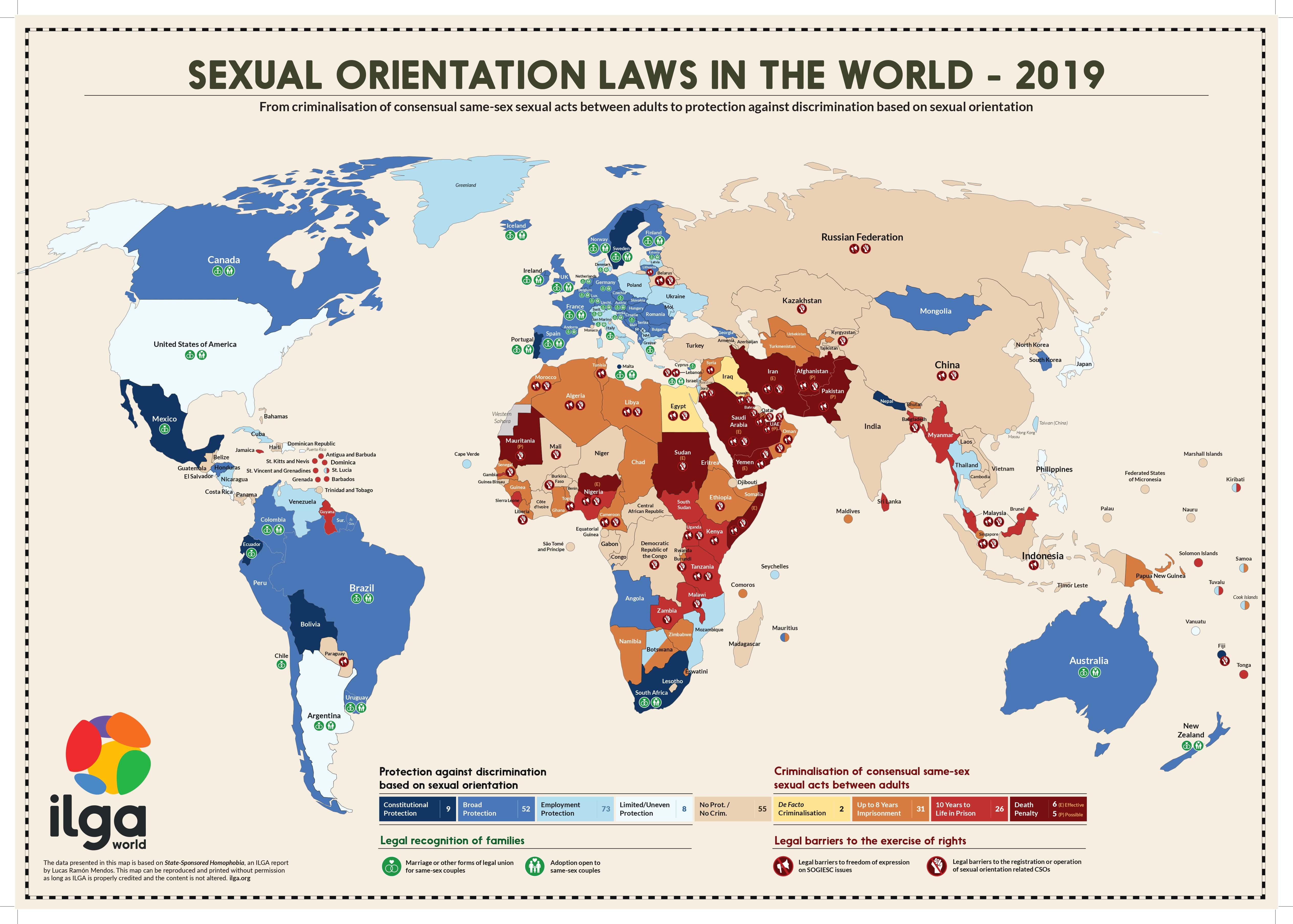 Lois sur l'orientation sexuelle : Etat des lieu mondial 2019