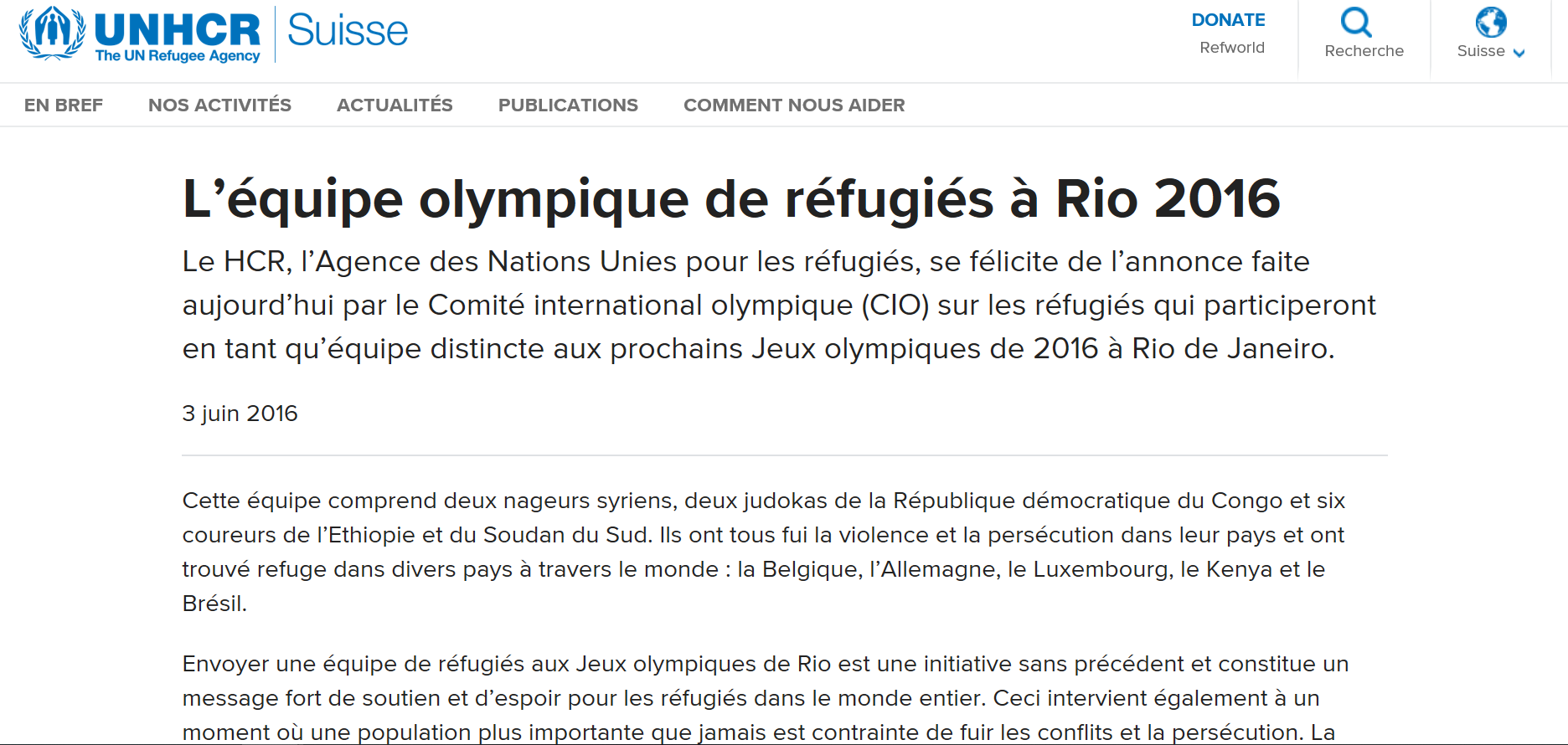 Lire l'article sur cet espoir de solidarité internationale : https://bit.ly/2NEhyja